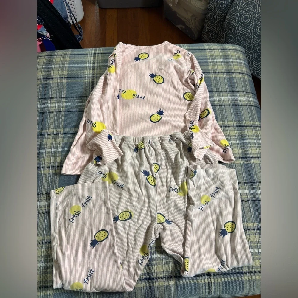 Women's Maternity Pineapple Striped Top and Pant Set